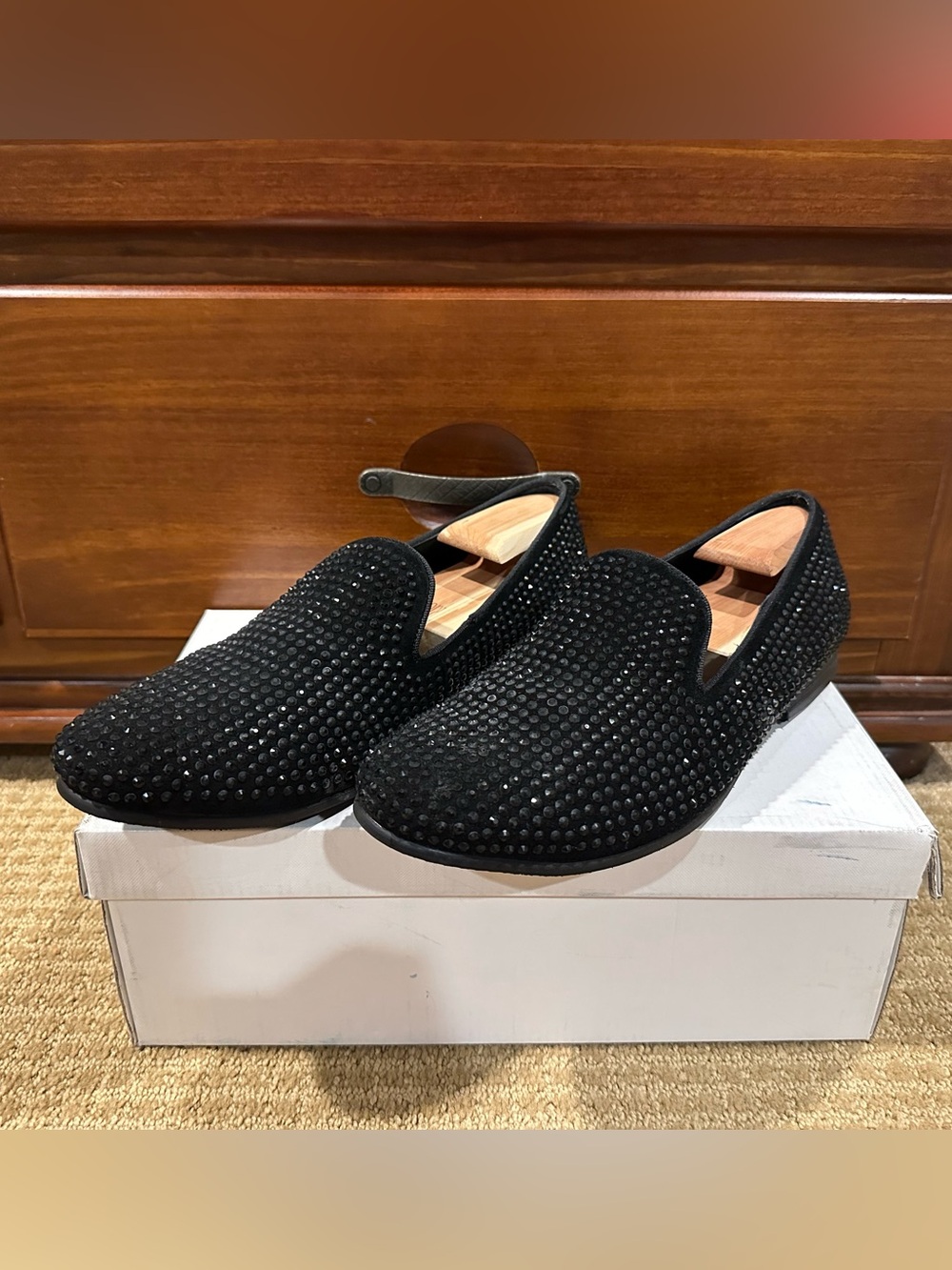 Steve Madden Caviarr Men's Black Studded Slip-On Dress Loafers 11M